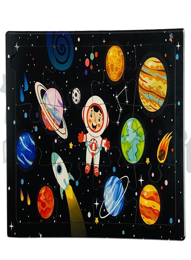 Khilonewale Solar Wooden Jigsaw Puzzle: Fun and Educational Toy for Kids (Ages 3-8), 12 Pieces, 8X12 Inches. (Solar System) - Image 1